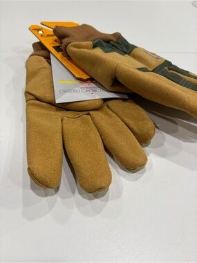 Carhartt Men's Large WA685 Duck Knit Cuff Gloves Insulated Green and Brown NWT